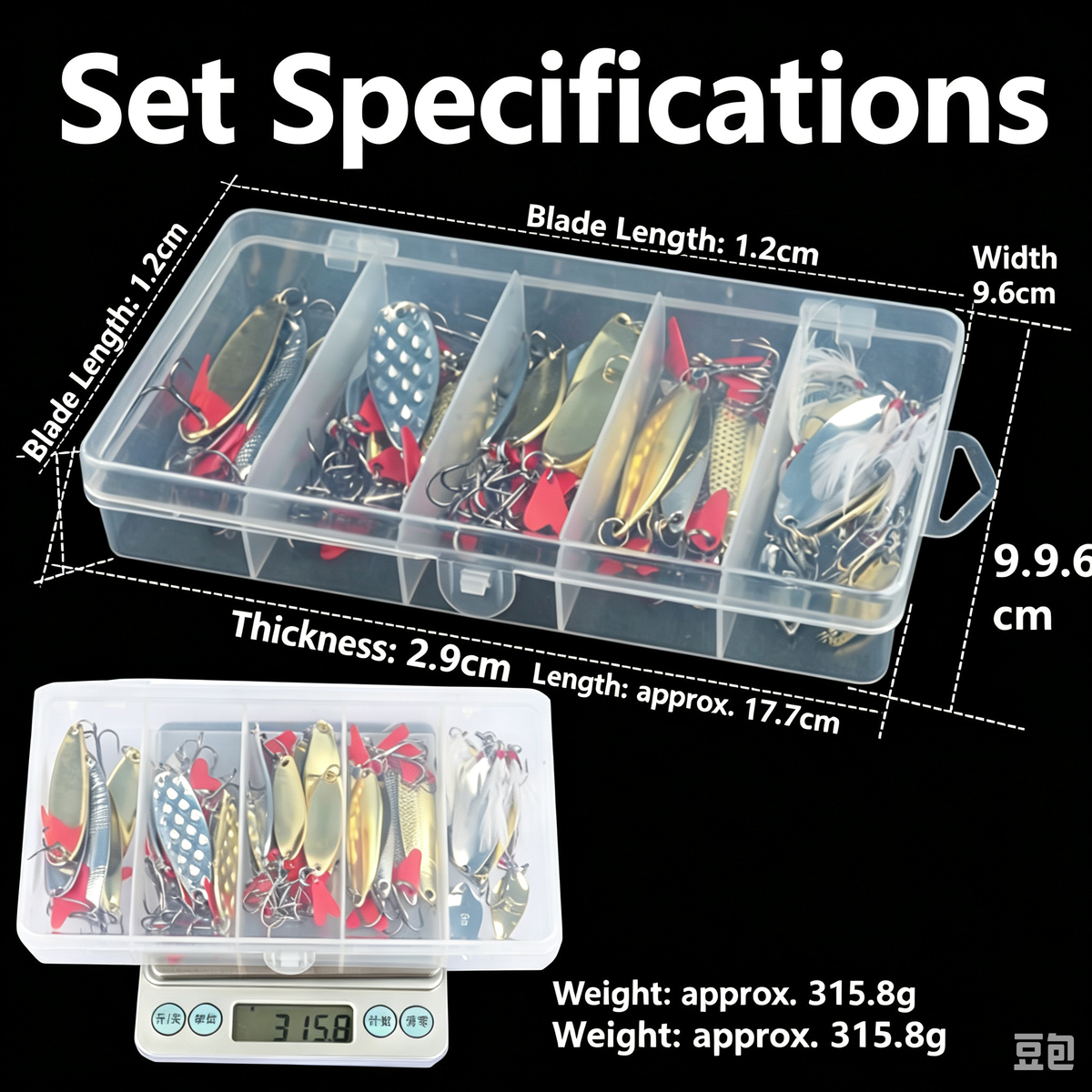 36Pcs Spoon Lures Set, Metal Spinner Baits, VIB Hard Lures, Long Cast Fishing Lures Kit, Single Hook Micro Jig Baits for Bass Pike Trout