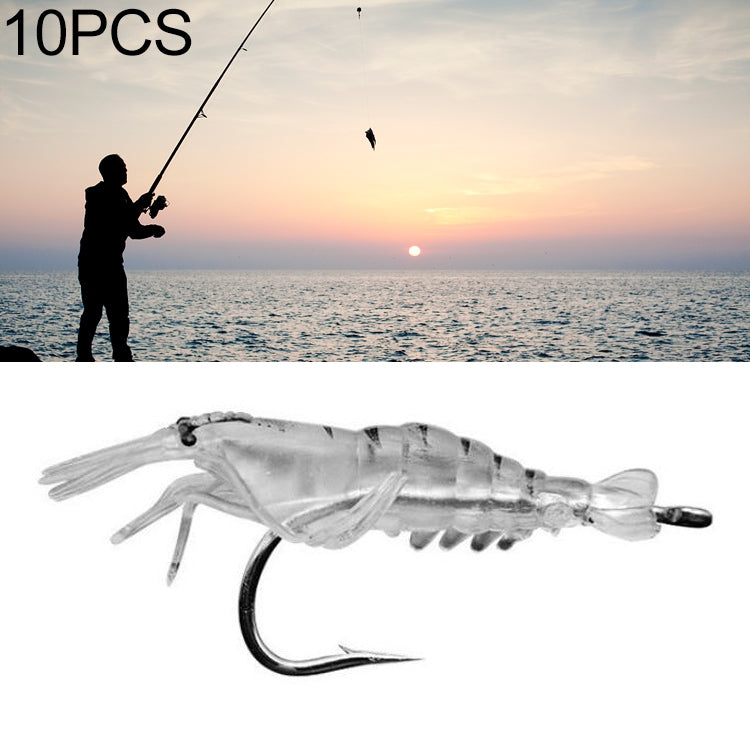 10 PCS 4cm Fishing Soft Artificial Shrimp Bait Lures Popper Poper Baits with Hook, Artificial Shrimp with Hook, Luminous Shrimp with Hook, Pink Shrimp with Hook, Green Shrimp with Hook, Transparent Shrimp with Hook