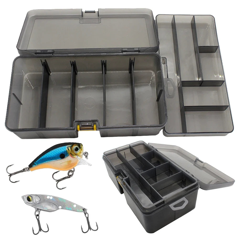 Double Layer Fishing Box Waterproof Plastic Lure Adjustable Dividers