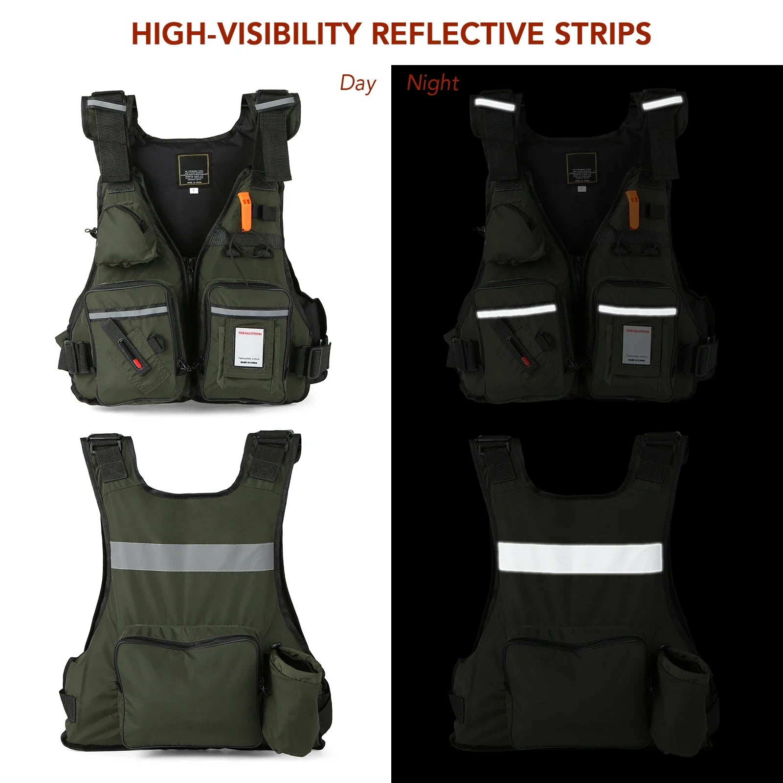 Multi-pockets Fly Fishing Jacket Buoyancy Vest Water Bottle Holder