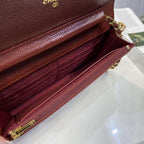 Chanel Classic Wallet on chain Burgundy caviar