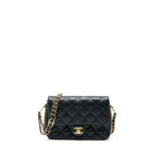 Chanel 23c Mini Flap Bag Chain Grained Calfskin Black